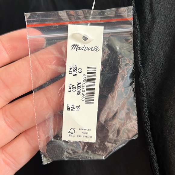 Madewell Eyelet Flutter Sleeve Mini Dress Cotton in Jet Black Size 00 NWT - Picture 9 of 15